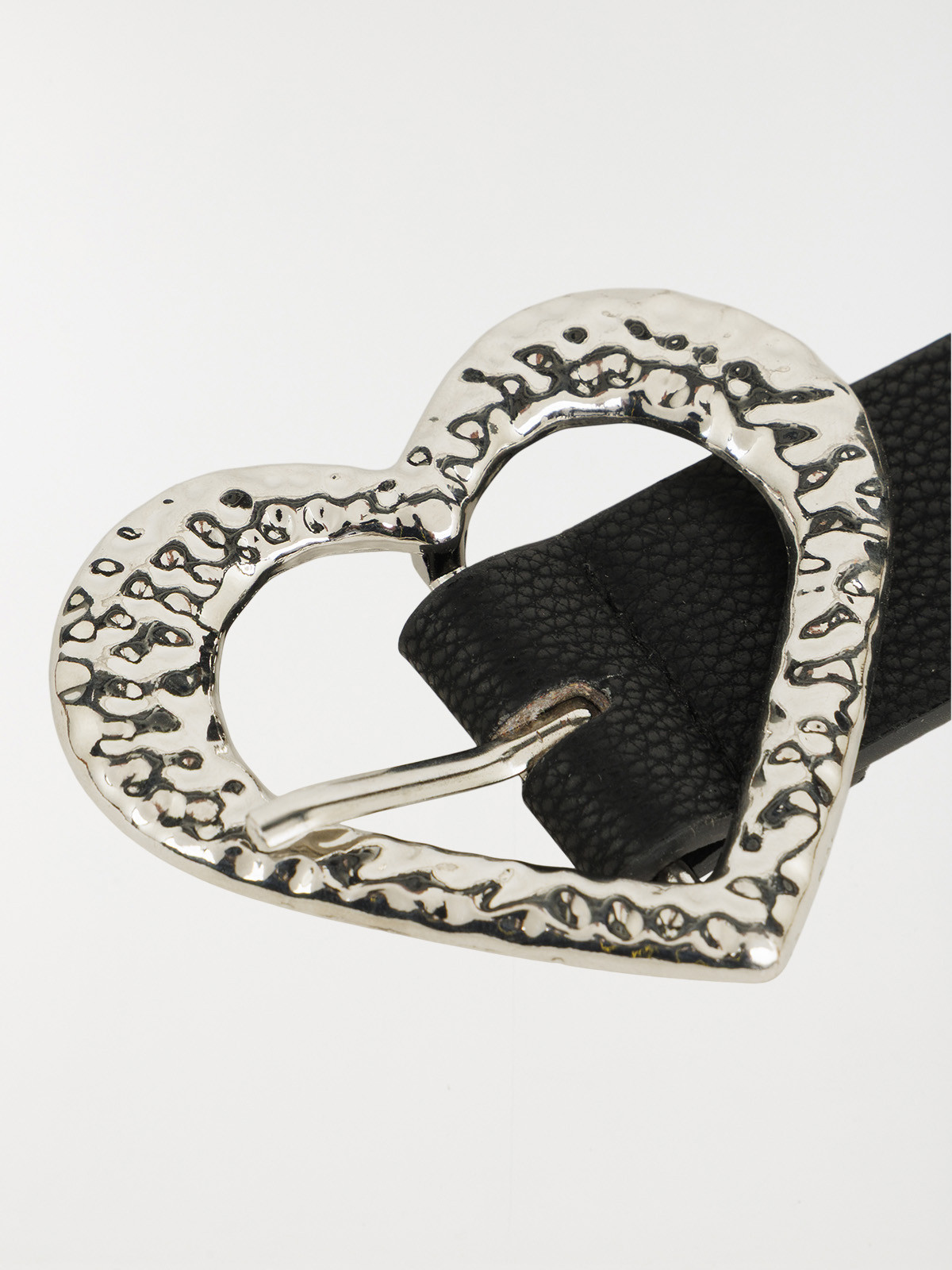 Ceinture noir boucle coeur femme