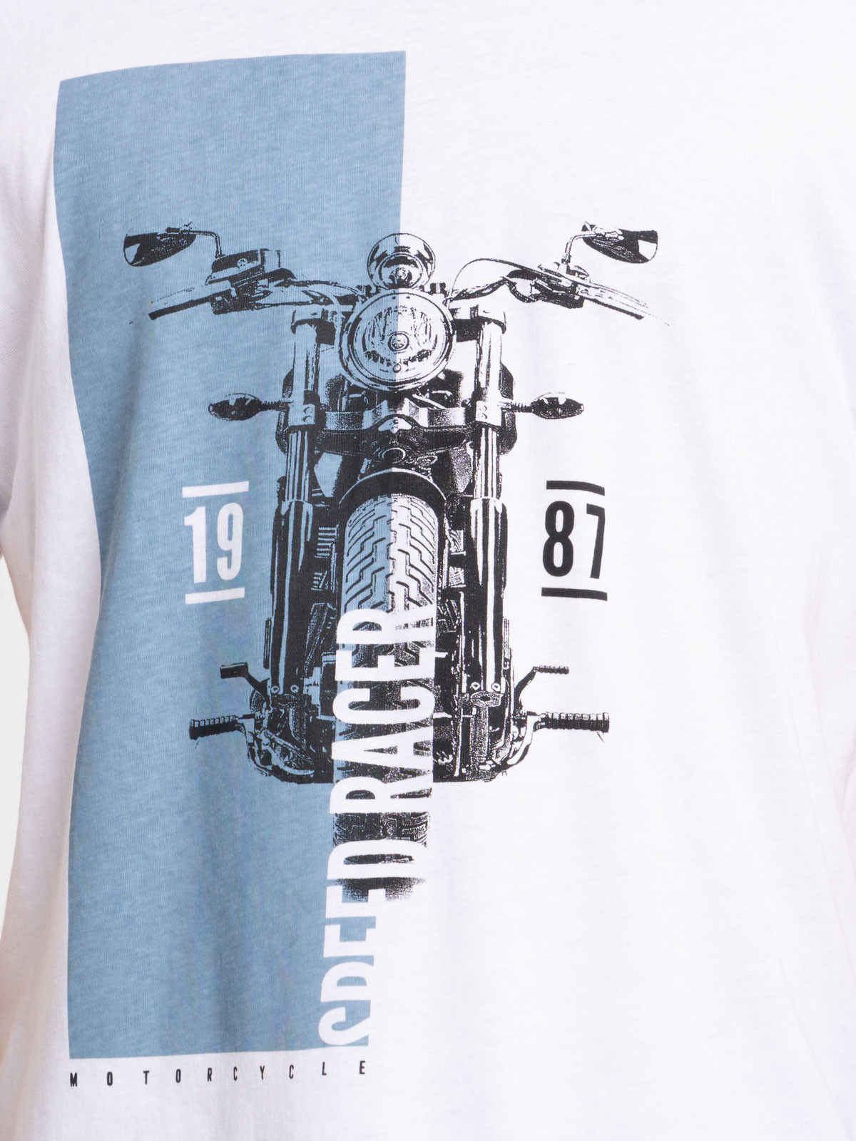 T-shirt blanc imprimé moto homme T-shirt blanc imprimé moto homme