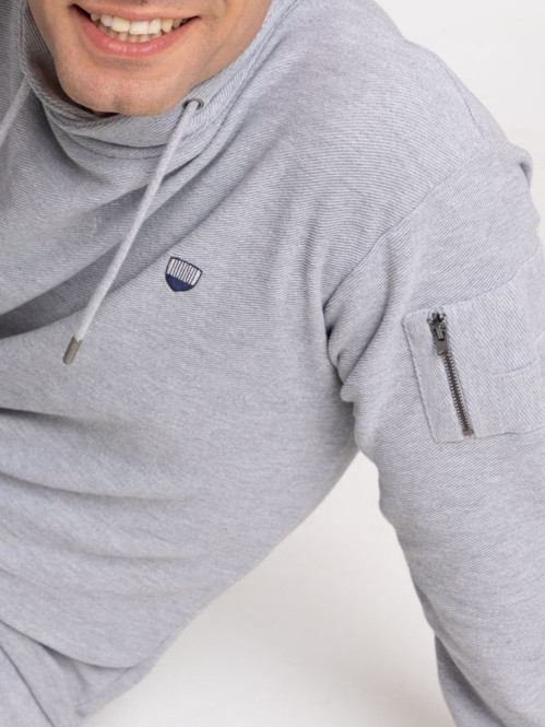 Sweat col croisé gris chiné homme Sweat col croisé gris chiné homme