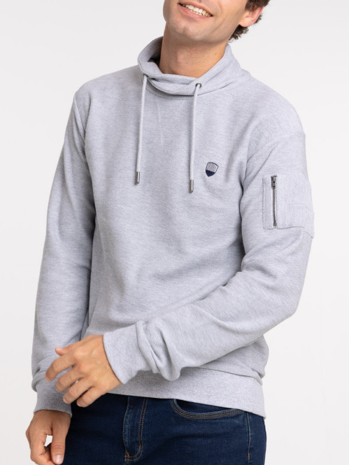 Sweat col croisé gris chiné...