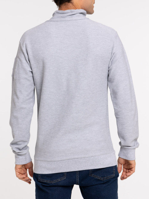 Sweat col croisé gris chiné homme Sweat col croisé gris chiné homme