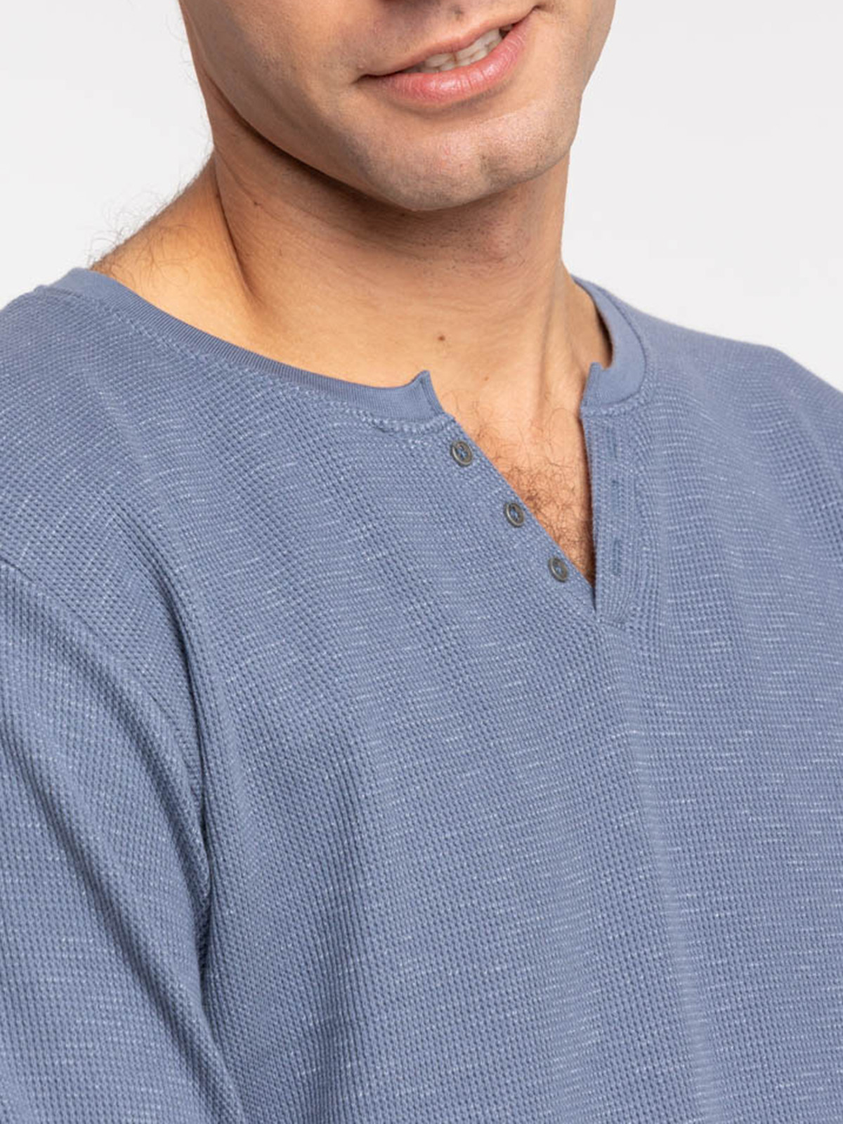 T-shirt bleu lac col tunisien homme