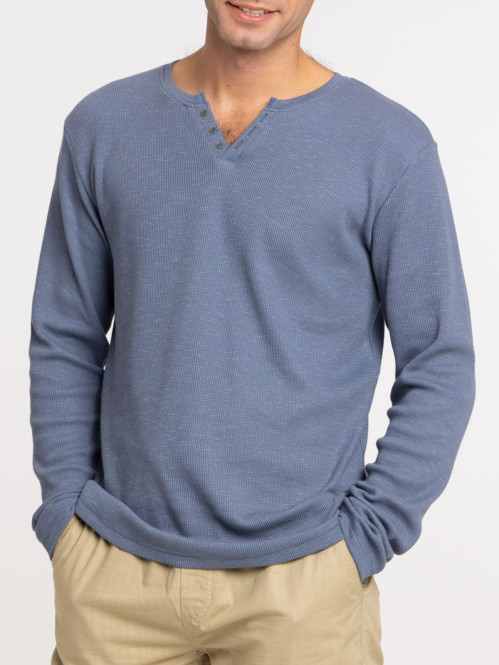 T-shirt bleu lac col...