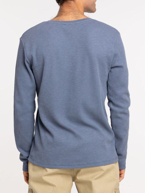 T-shirt bleu lac col tunisien homme