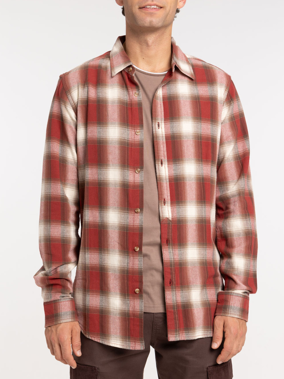 Chemise à carreaux terracotta homme