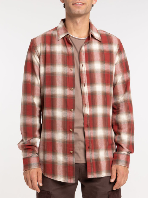Chemise à carreaux terracotta homme