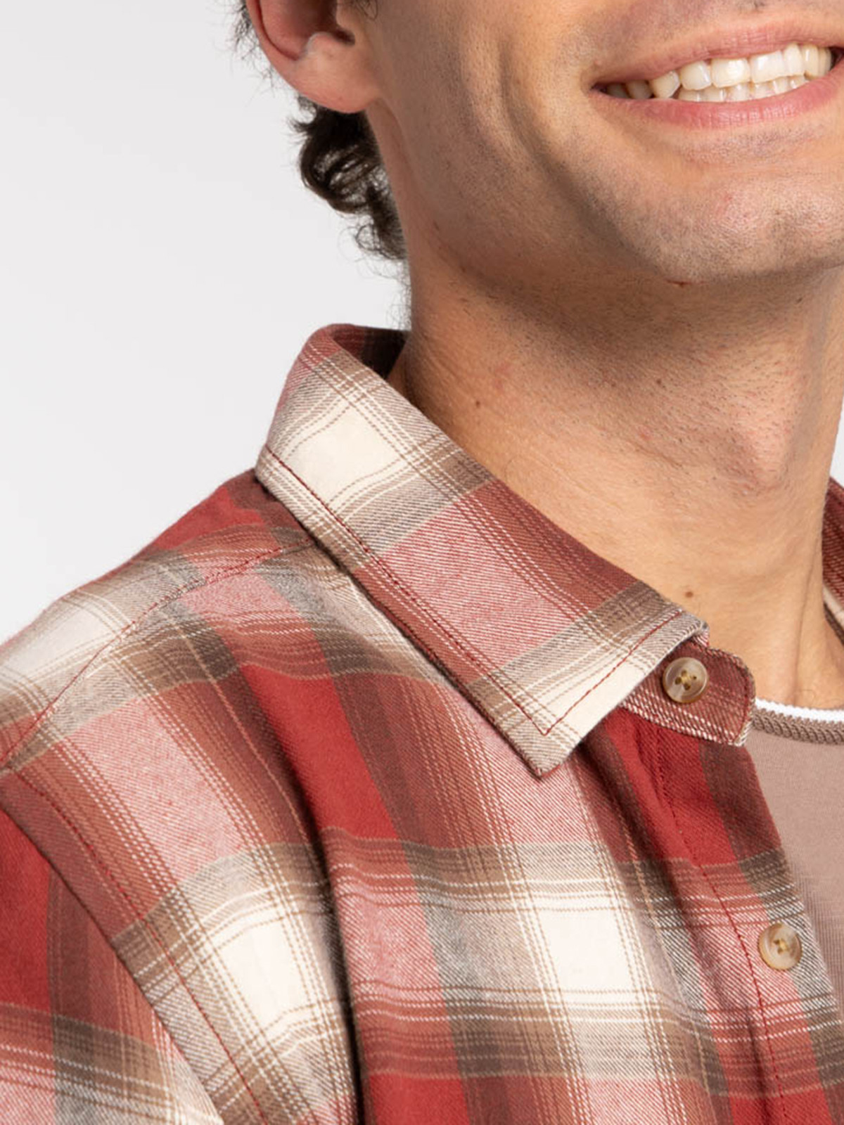 Chemise à carreaux terracotta homme