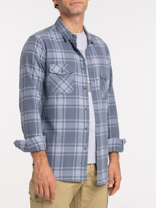 Chemise à carreaux bleu lac...