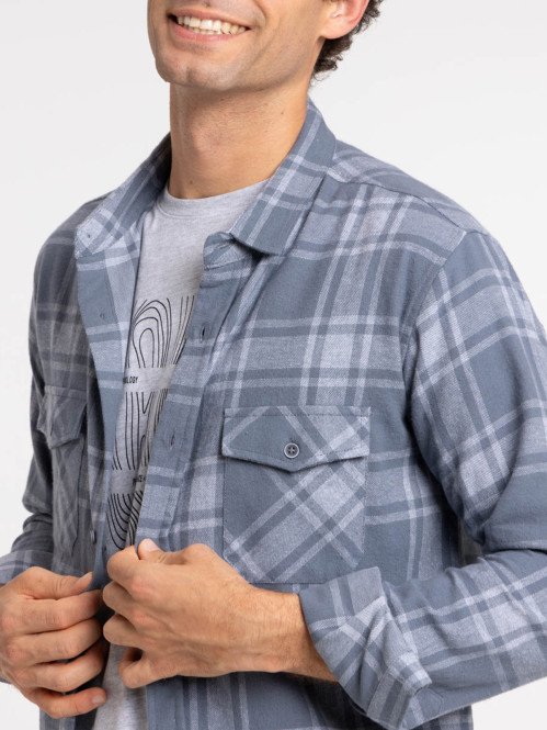 Chemise à carreaux bleu lac...