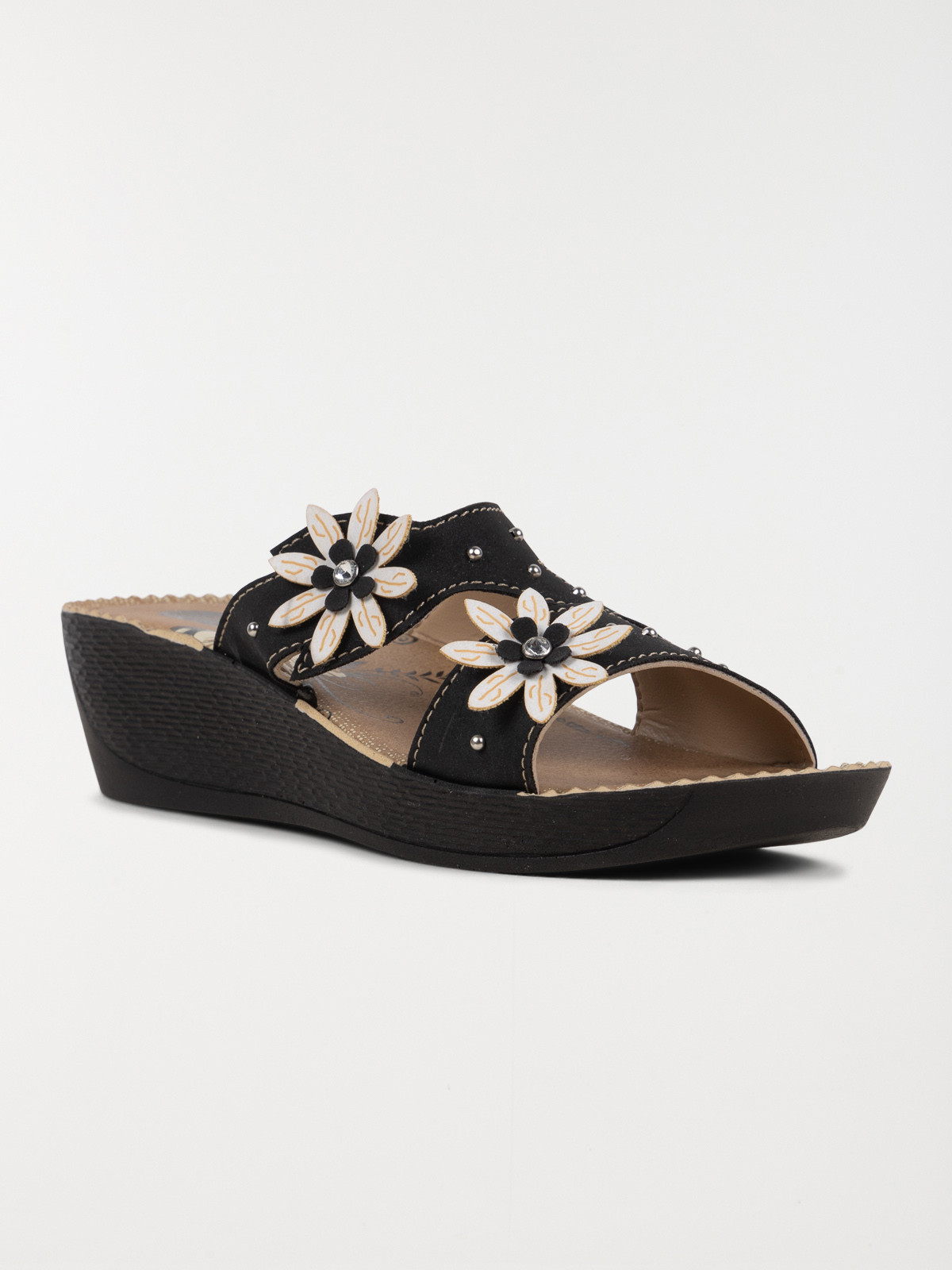 Mules confort fleurs femme noir (36-41) Mules confort fleurs femme noir (36-41)