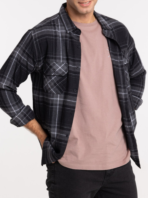 Chemise à carreaux noir homme