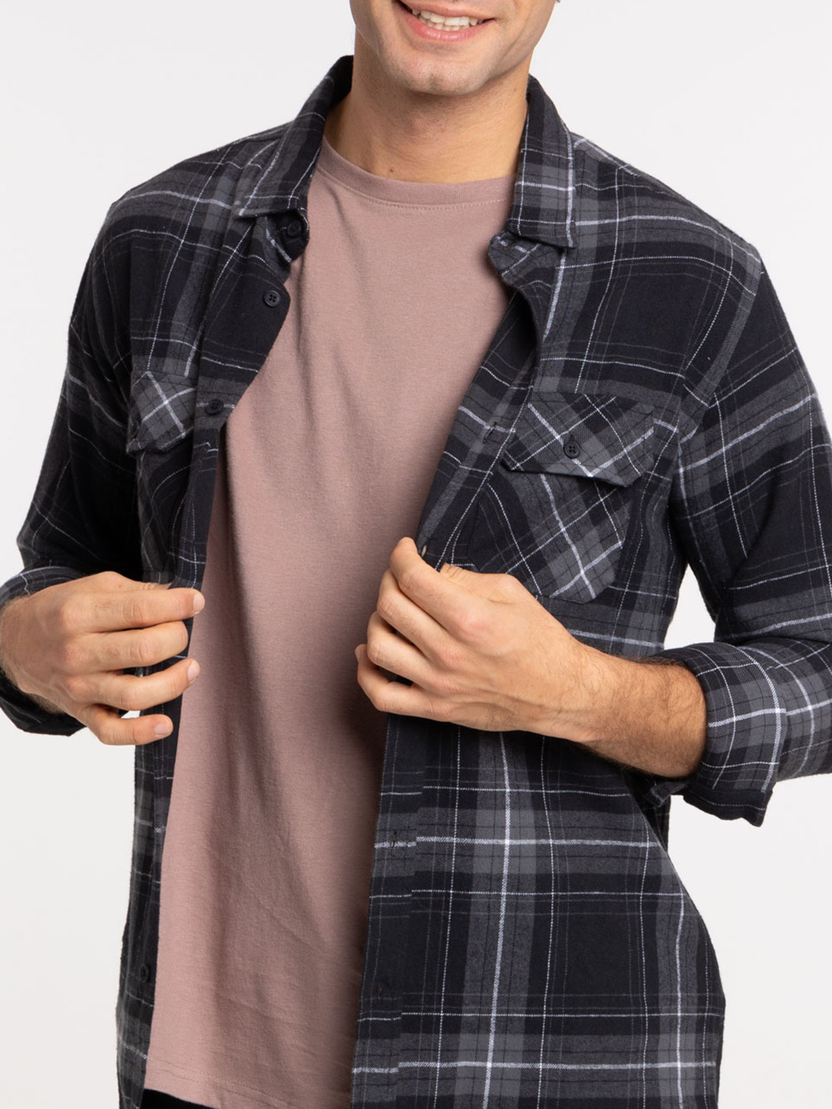 Chemise à carreaux noir homme