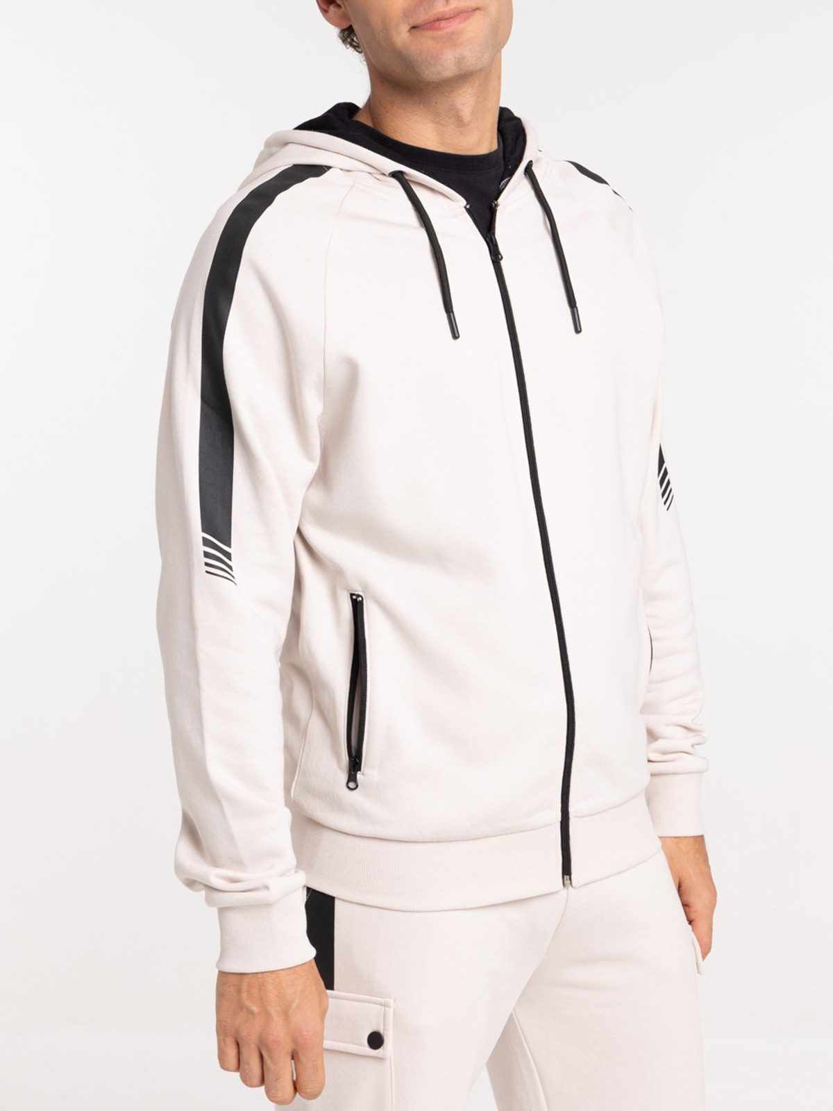 Sweat à capuche coloris craie homme