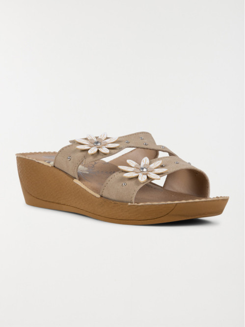 Mule confort fleurs femme...