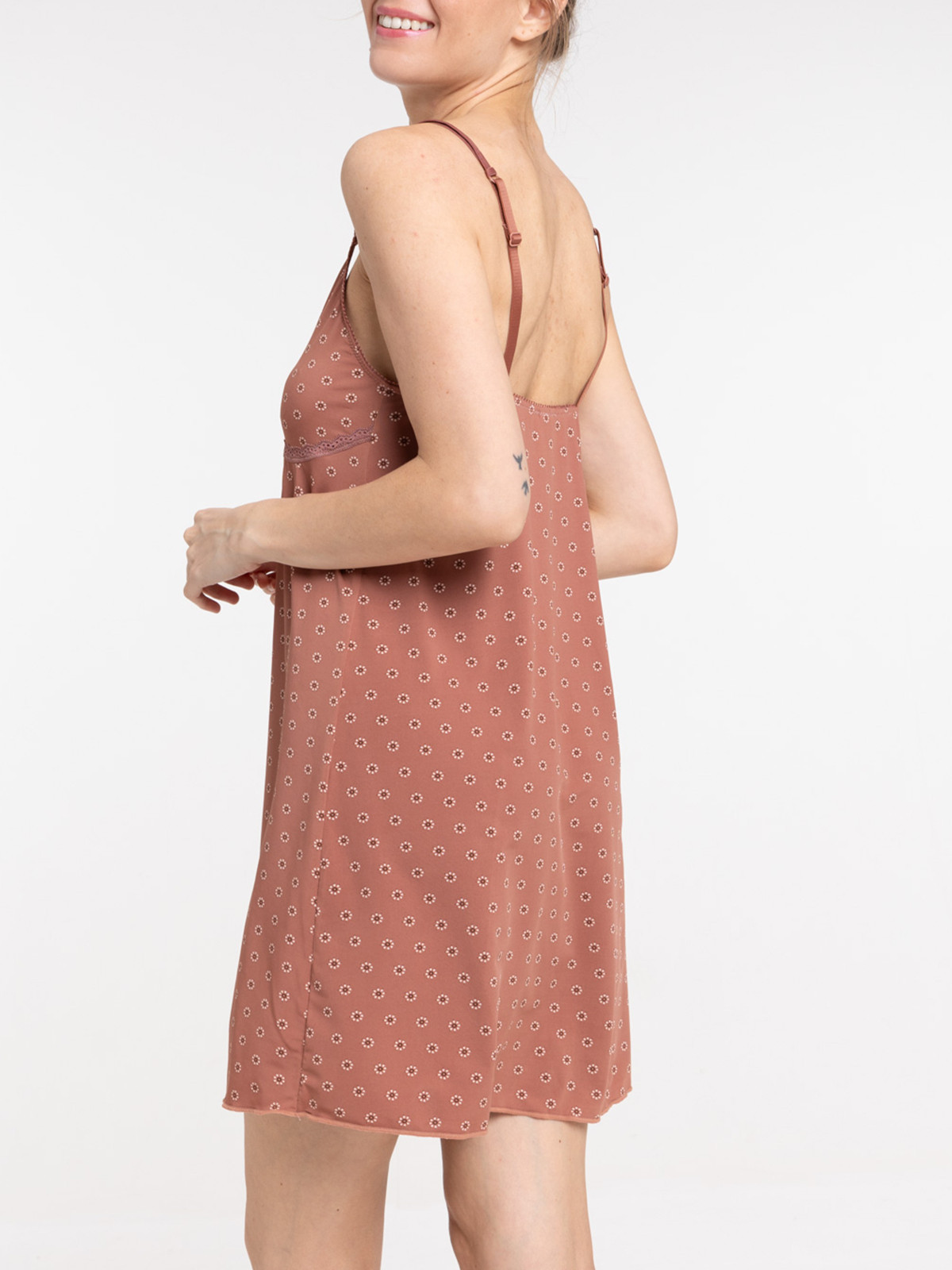 Nuisette imprimée marron glacé femme