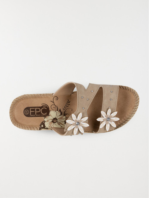 Mule confort fleurs femme...