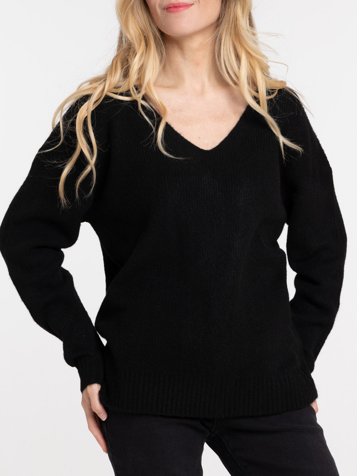 Pull col V tout doux noir femme Pull col V tout doux noir femme