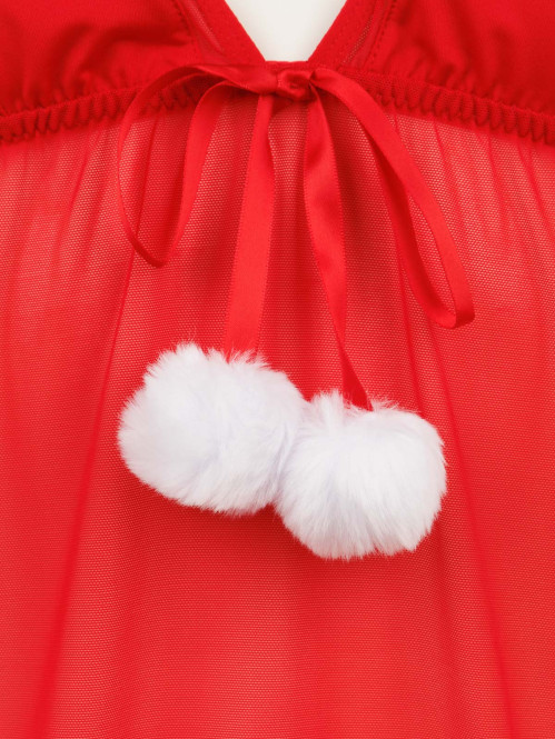 Nuisette et string rouge kiss femme Nuisette et string rouge kiss femme