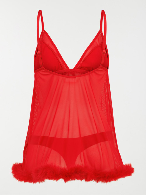 Nuisette et string rouge kiss femme Nuisette et string rouge kiss femme