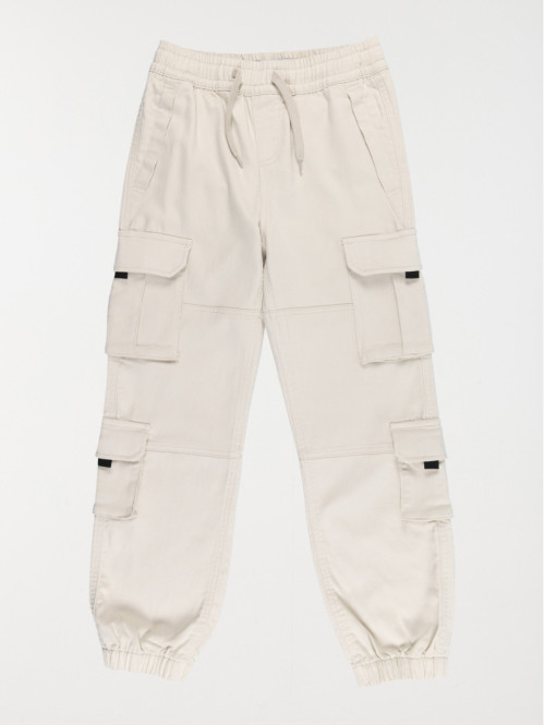 Pantalon cargo beige lin...