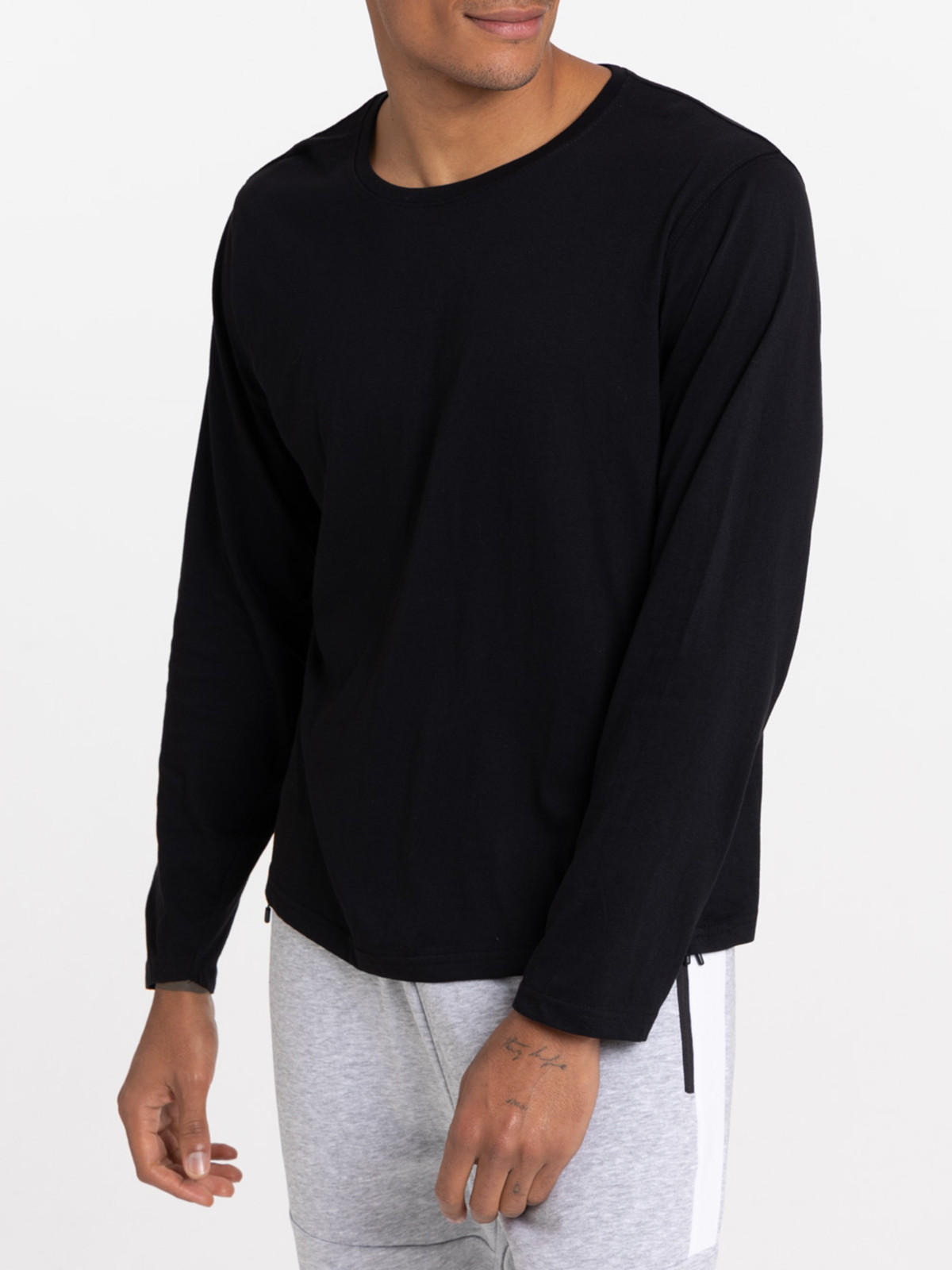 T-shirt noir manches longues homme