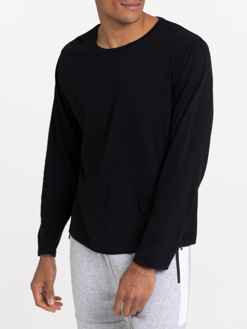 T-shirt noir manches longues homme