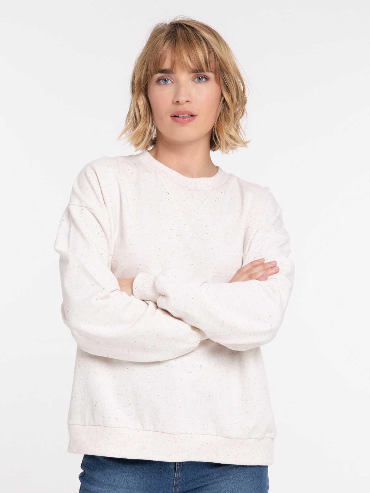 Sweat col rond écru femme Sweat col rond écru femme