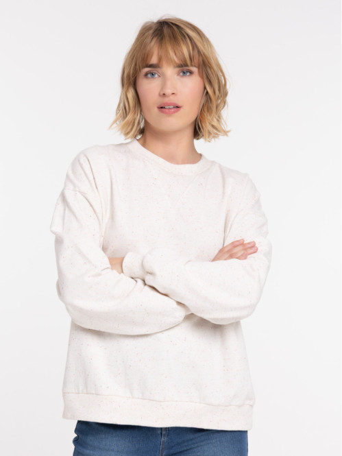 Sweat col rond écru femme