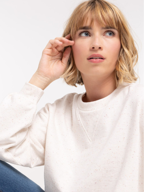 Sweat col rond écru femme
