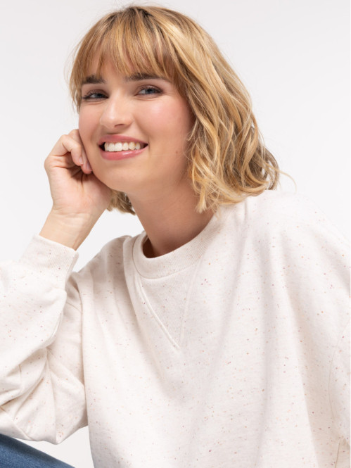 Sweat col rond écru femme