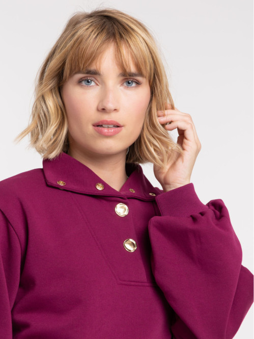 Sweat col montant boutonné...