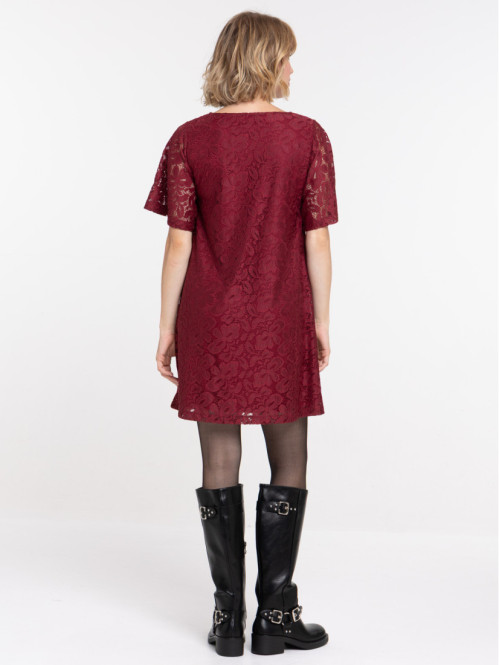 Robe dentelle femme grenat