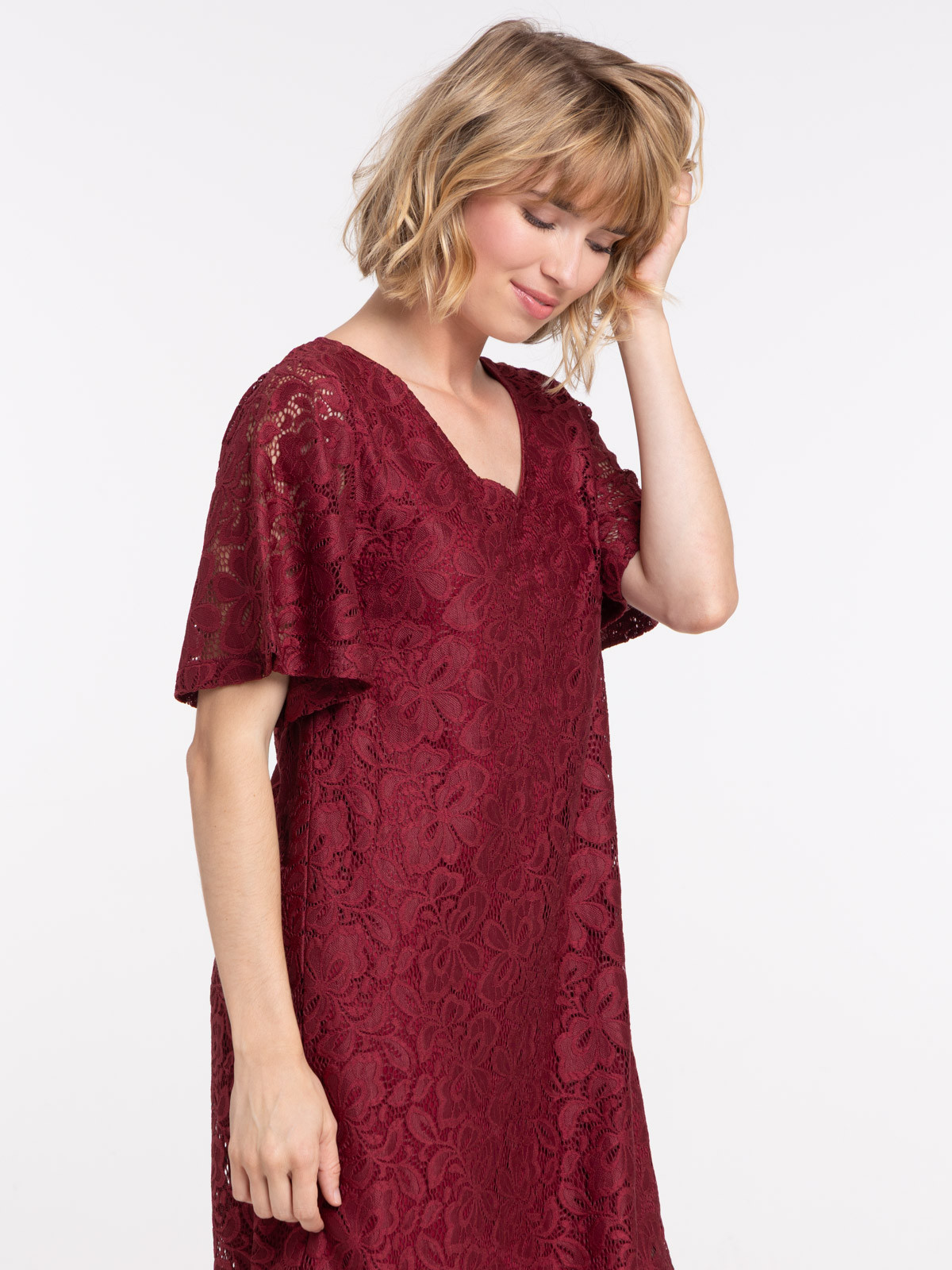 Robe dentelle femme grenat