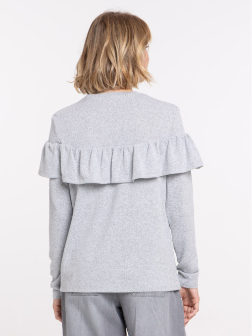 Pull volanté gris clair...