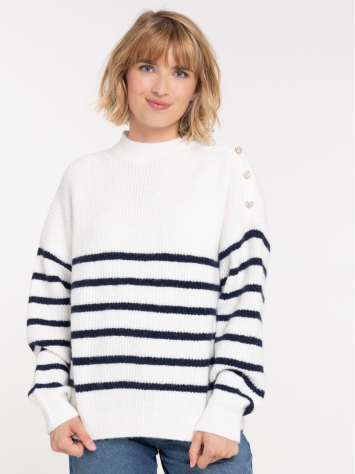 Pull rayé boutons coeurs...