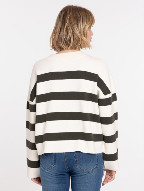 Pull rayures col rond femme
