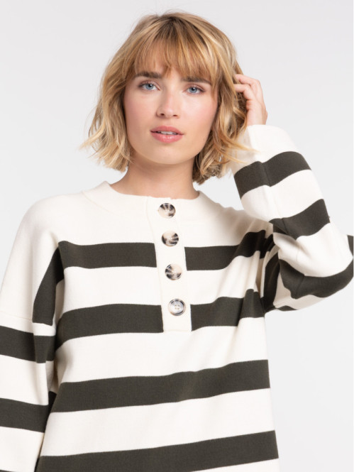 Pull rayures col rond femme
