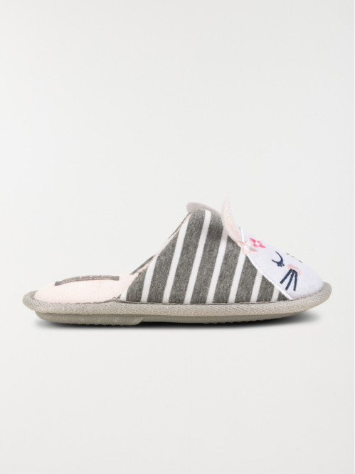 Chausson rayé lapin fille (31-35)