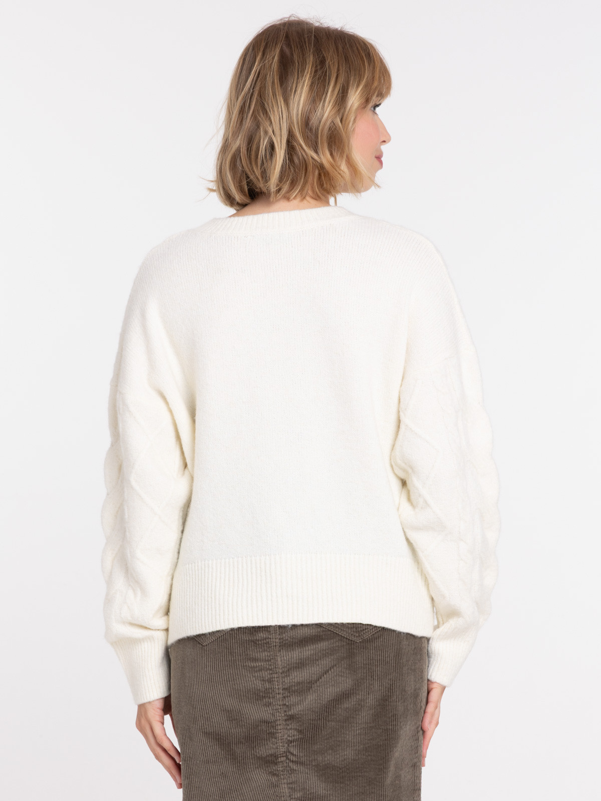 Pull femme écru maille torsadée Pull femme écru maille torsadée
