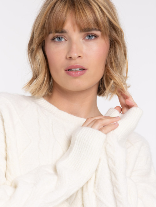 Pull femme écru maille...