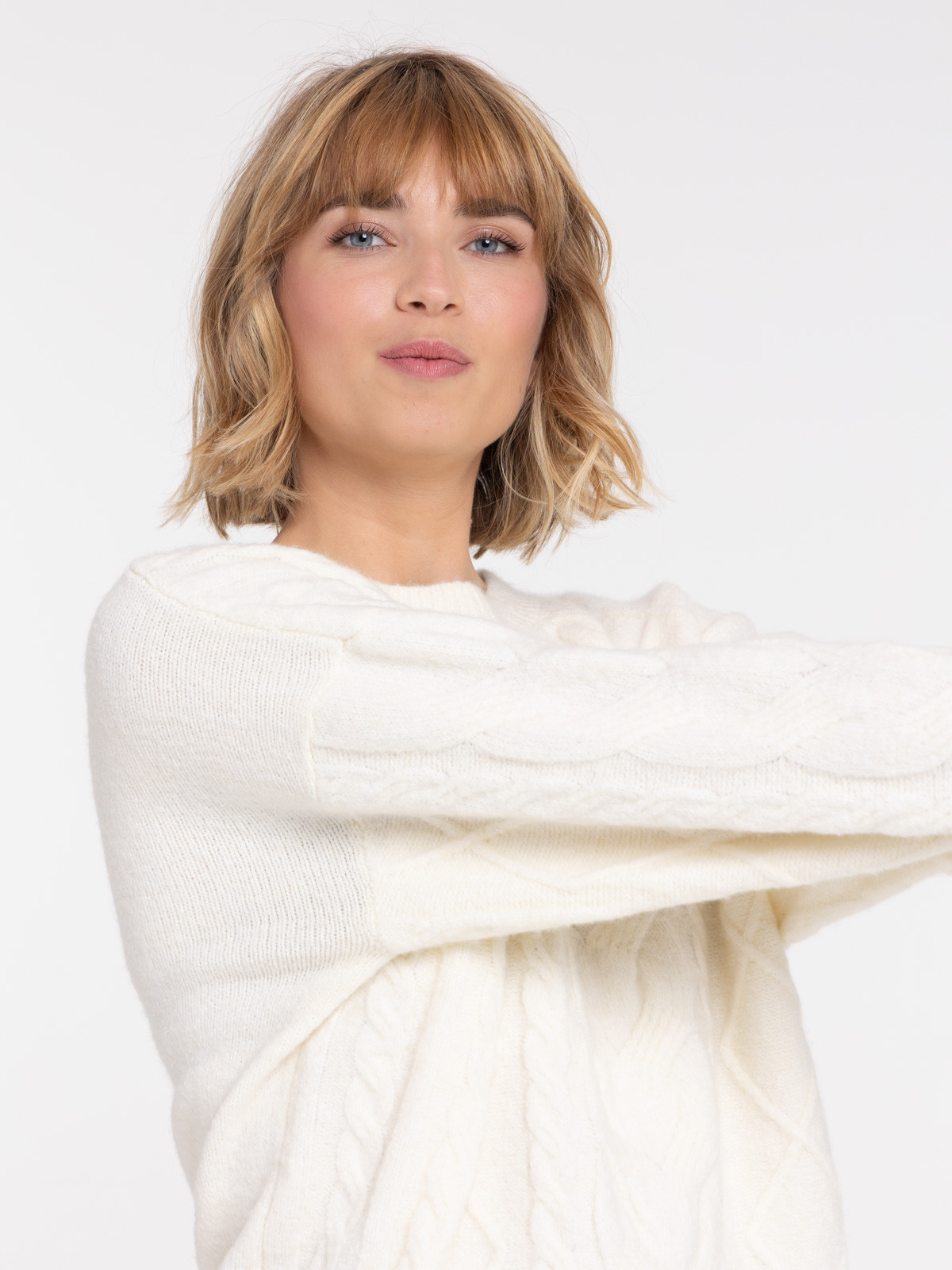 Pull femme écru maille torsadée Pull femme écru maille torsadée