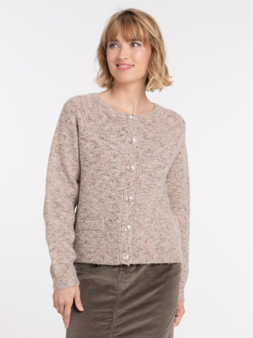 Gilet col rond boutonné femme