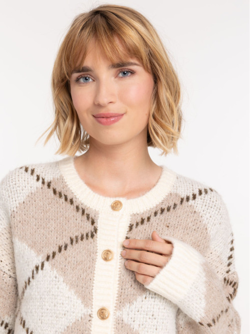 Gilet col rond motif...