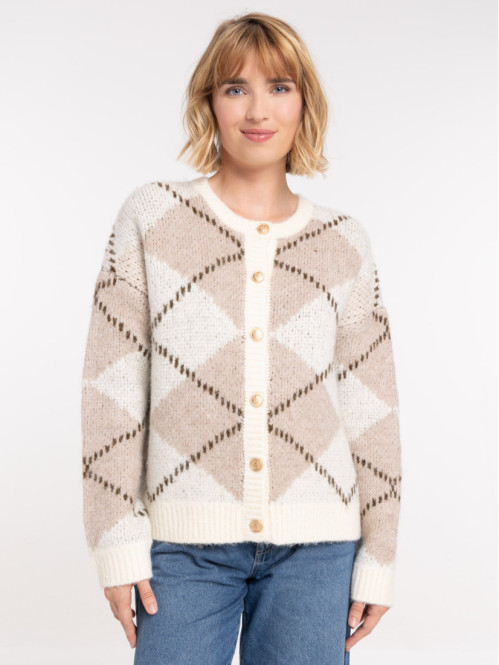 Gilet col rond motif...