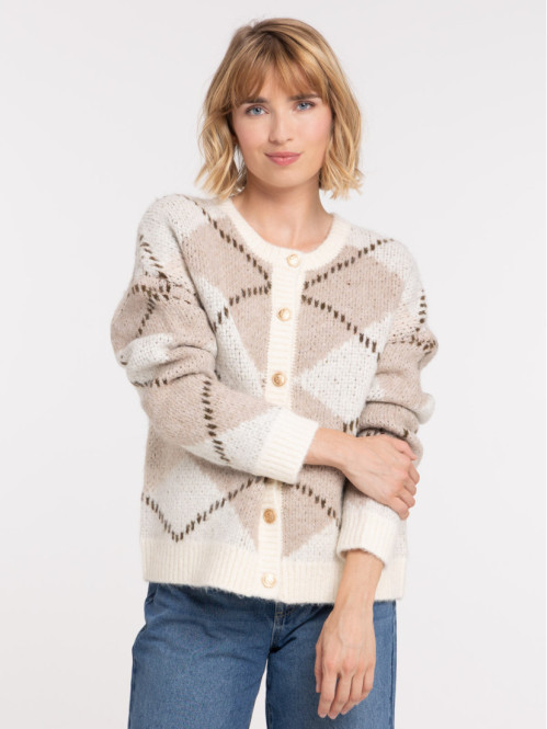 Gilet col rond motif...