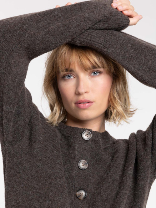 Gilet col rond boutonné femme