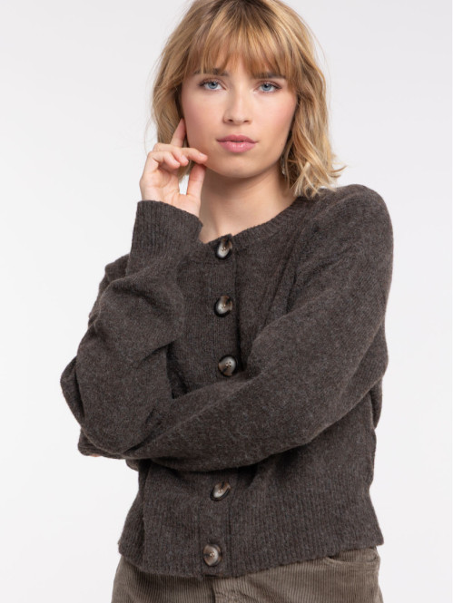 Gilet col rond boutonné femme