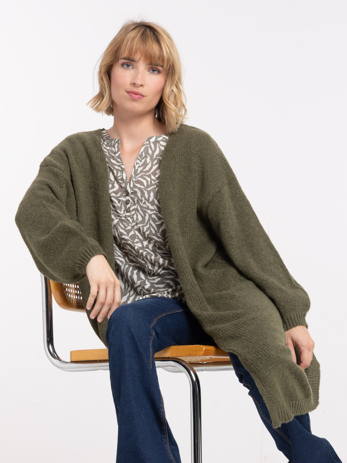 Gilet long ouvert femme