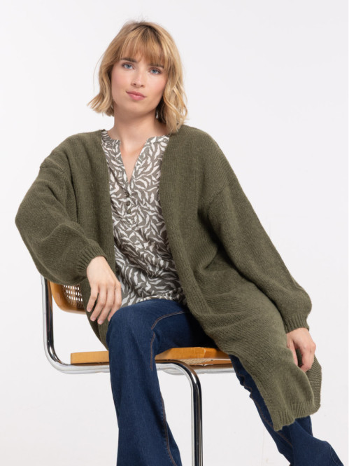 Gilet long ouvert femme