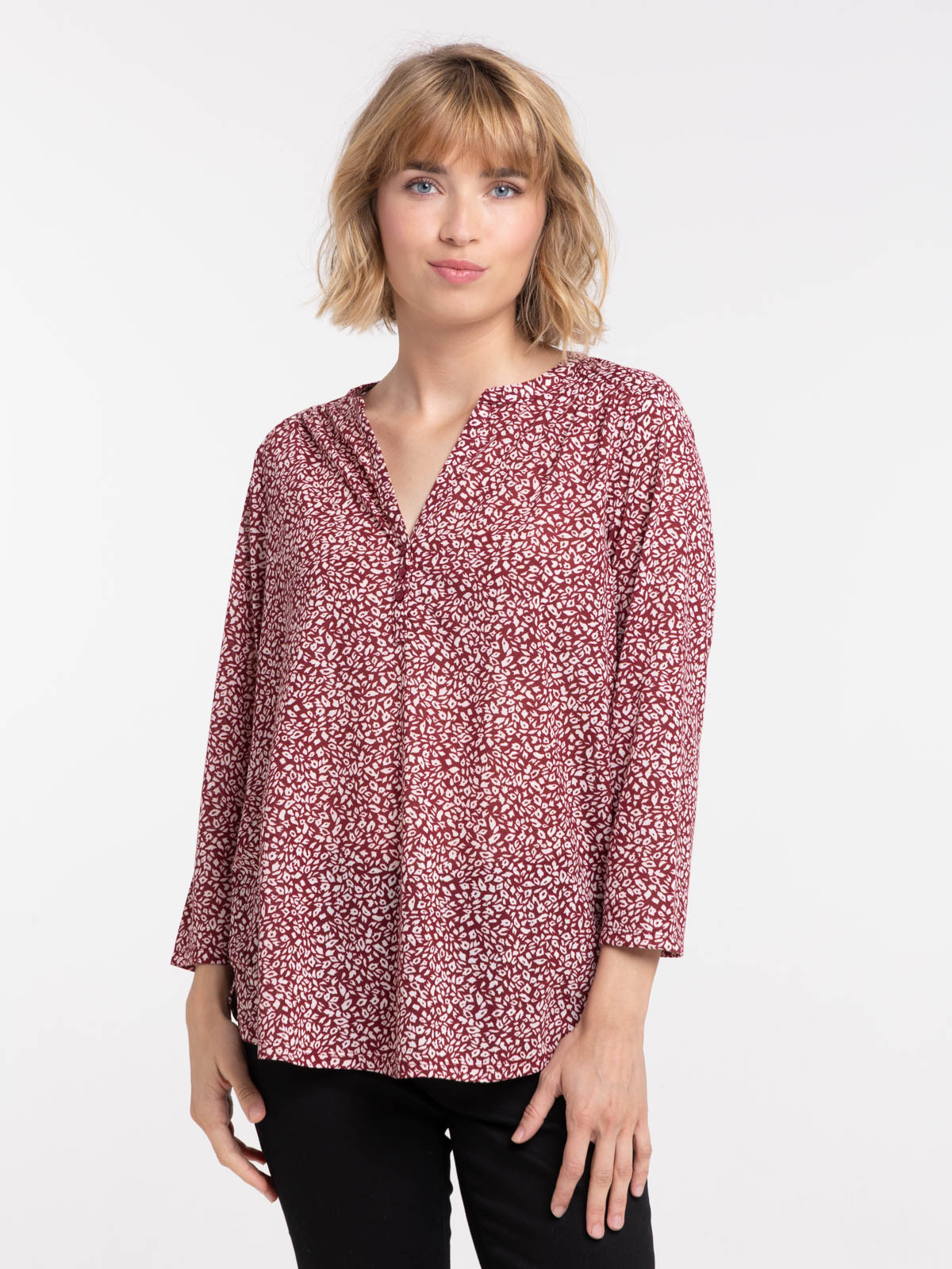 T-shirt manches 3/4 fleuri femme